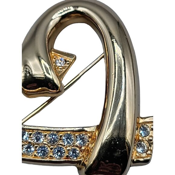 Swarovski Pave Crystal Heart Brooch Gold Tone Vintage Swan Stamp Pin - Picture 10 of 12